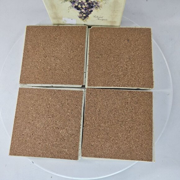 Chateau Montagne Vineyard Wine Grapes Coasters Set of 4 NIB - Picture 8 of 9